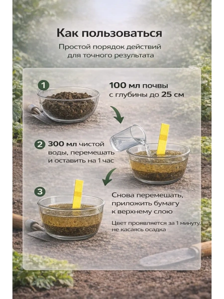 Лакмусовая бумага для измерения кислотности почвы 20 тестов Благодатное земледелие